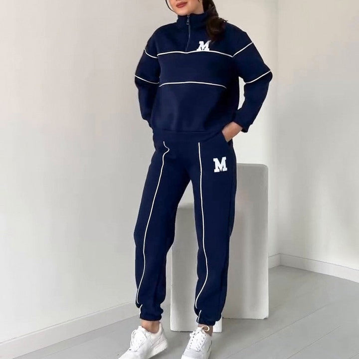 Maria - Conjunto casual de dos piezas con manga larga y letra M