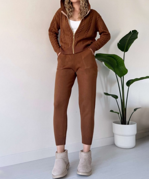Conjunto Emily: cárdigan de punto trenzado