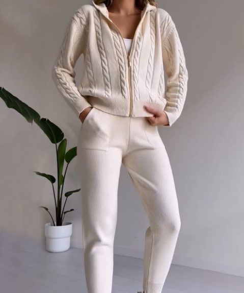 Conjunto Emily: cárdigan de punto trenzado