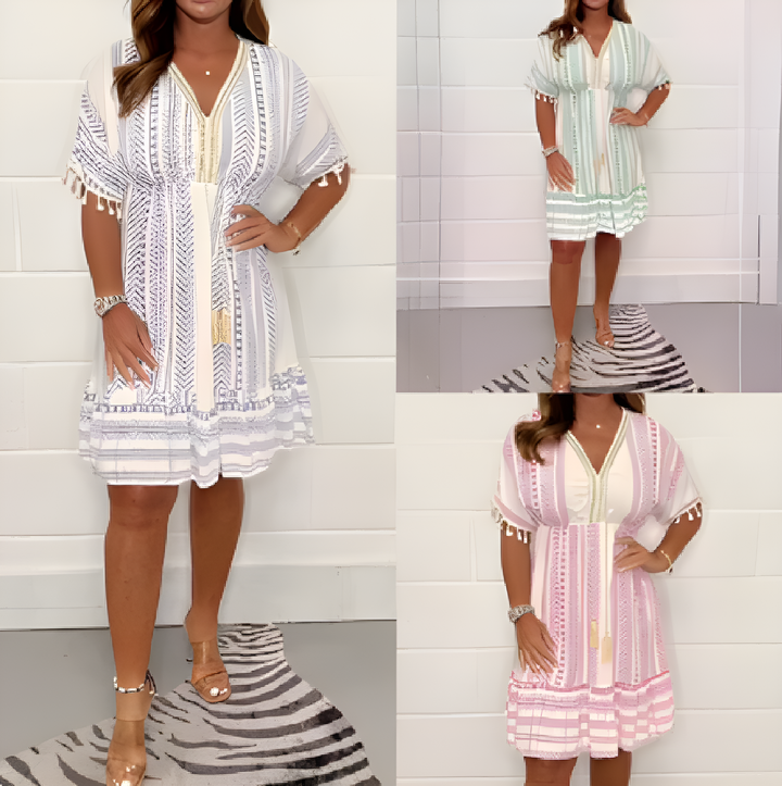 Elsa - Vestido casual con escote en V y estampado.