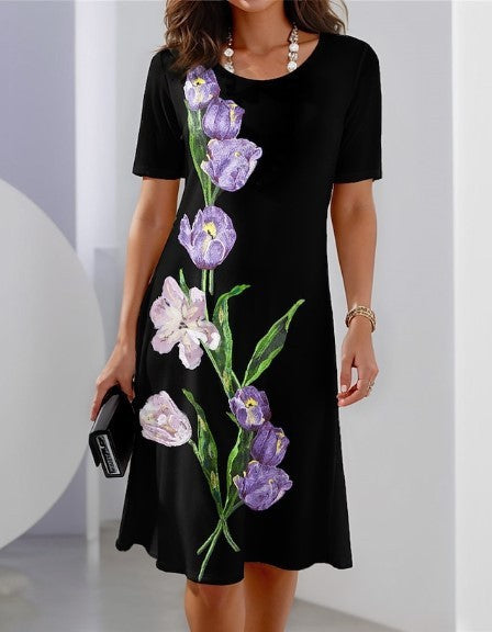 Adele – Vestido midi con estampado y cuello redondo