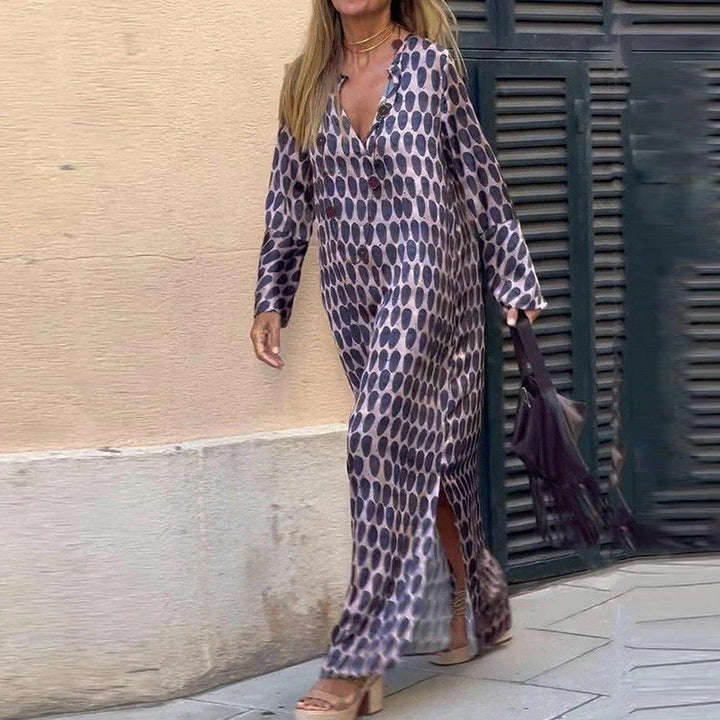 Geraldine - Vestido Elegante con Estampado Marrón