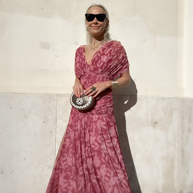 Celia – Vestido estampado con escote en V