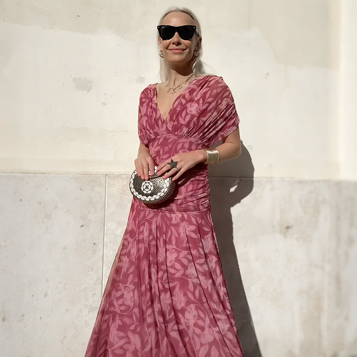 Celia – Vestido estampado con escote en V