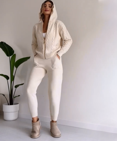 Conjunto Emily: cárdigan de punto trenzado