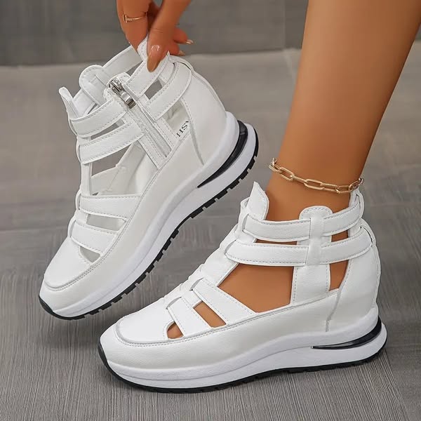 Irene – Sandalias con cuña cómodas y ligeras con cremallera lateral