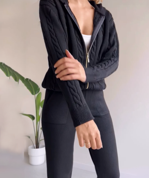 Conjunto Emily: cárdigan de punto trenzado