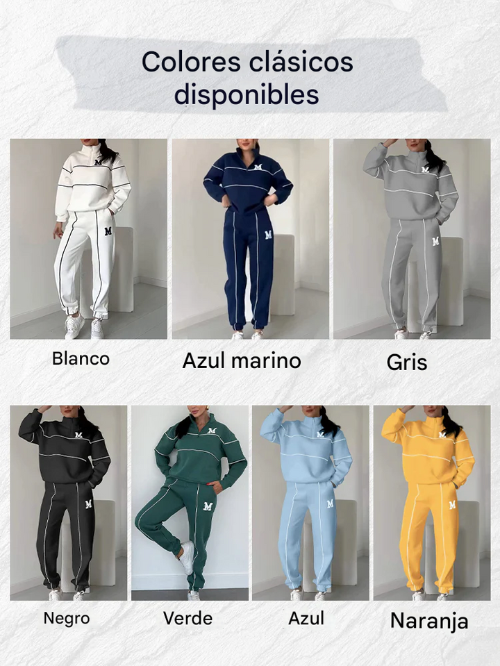 Maria - Conjunto casual de dos piezas con manga larga y letra M