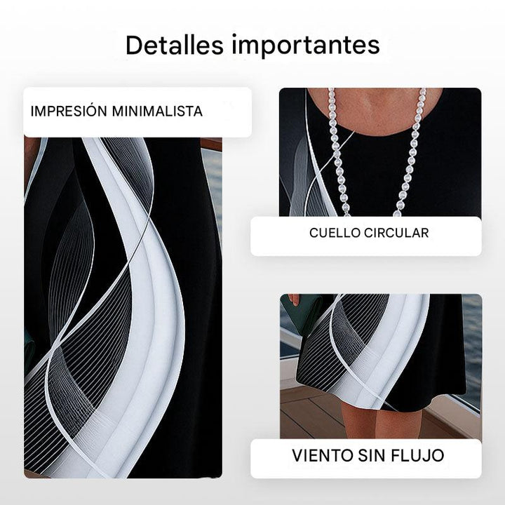 Adele – Vestido midi con estampado y cuello redondo