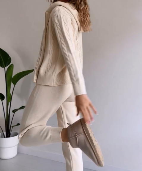 Conjunto Emily: cárdigan de punto trenzado