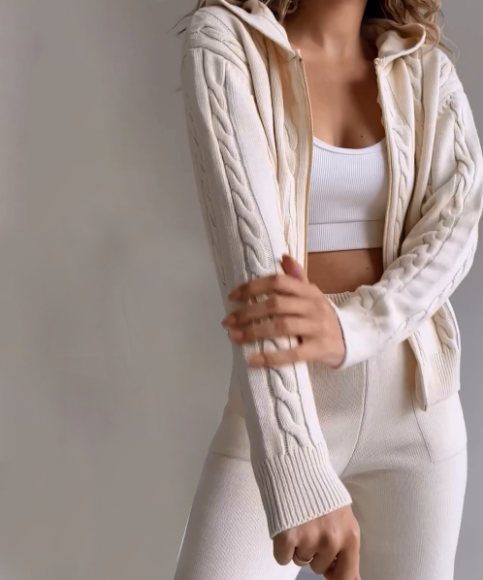 Conjunto Emily: cárdigan de punto trenzado