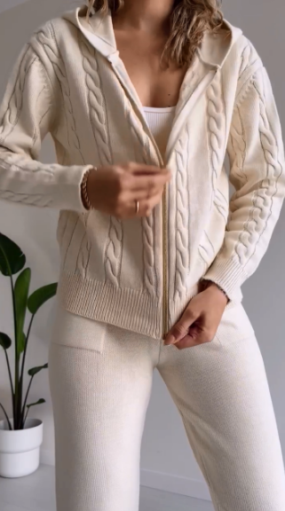 Conjunto Emily: cárdigan de punto trenzado