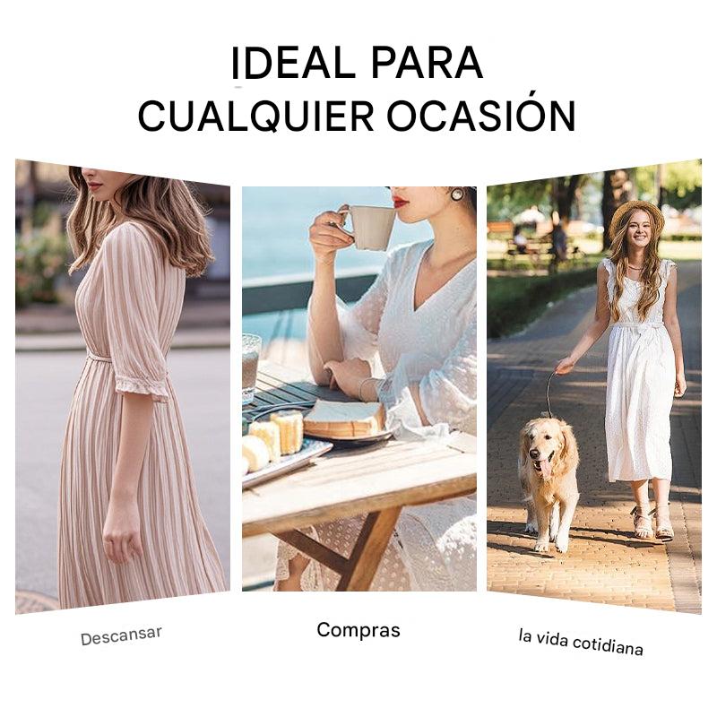 Vestido elegante con cuello redondo y estampado floral