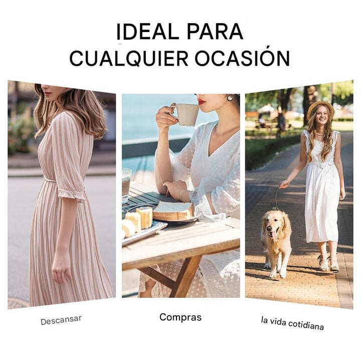 Vestido elegante con cuello redondo y estampado floral