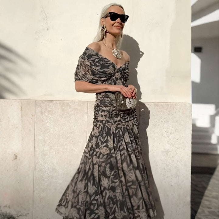 Celia – Vestido estampado con escote en V