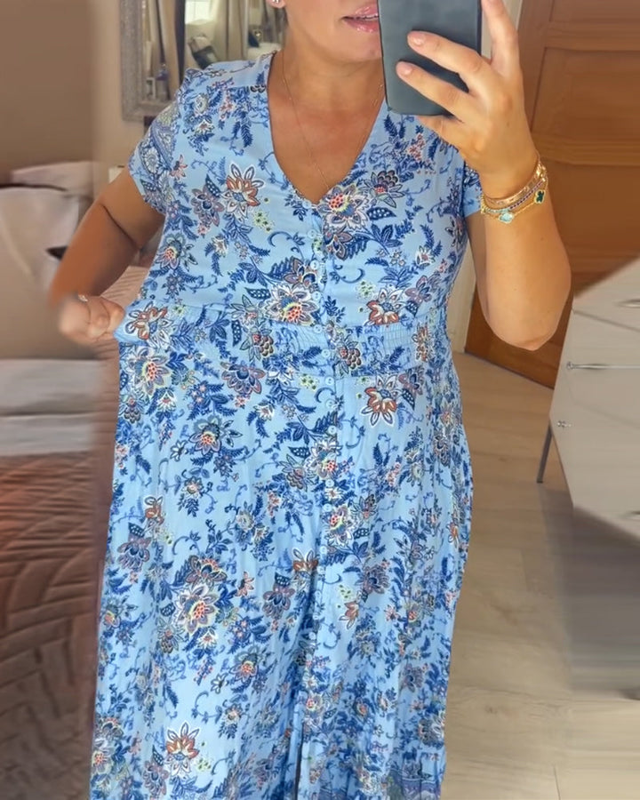 Isadora - Vestido largo estampado con cuello en V