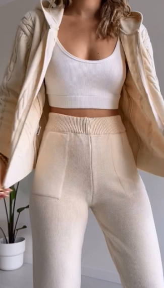 Conjunto Emily: cárdigan de punto trenzado
