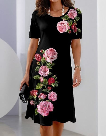 Adele – Vestido midi con estampado y cuello redondo
