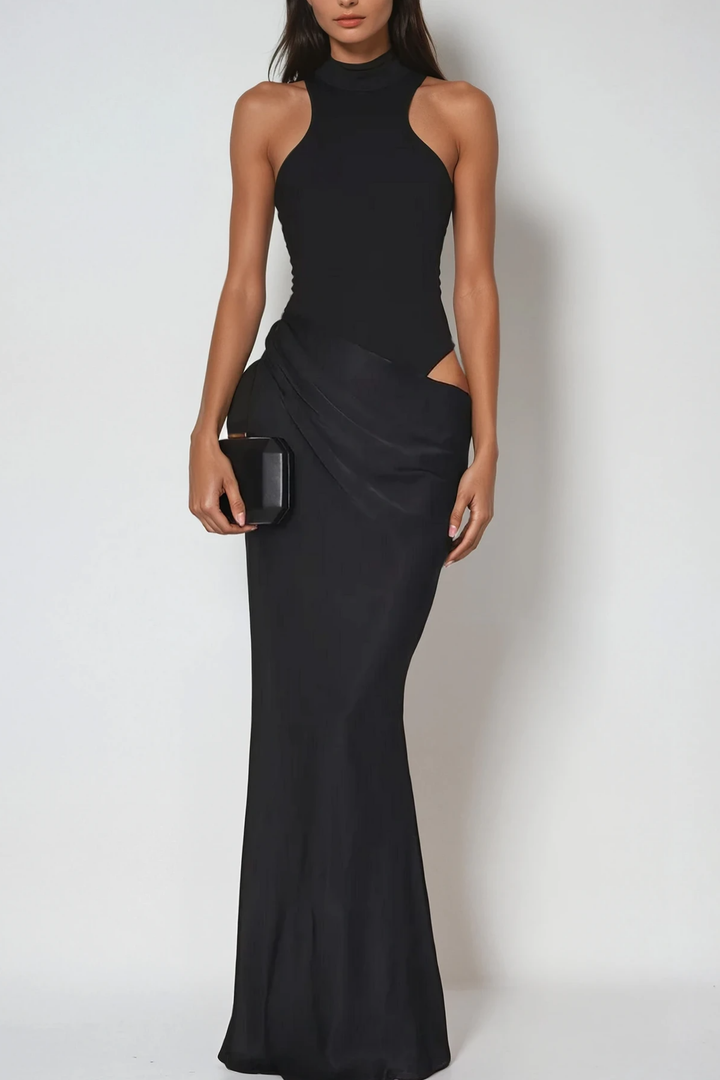 Vestido Maxi de Satén con Tirantes