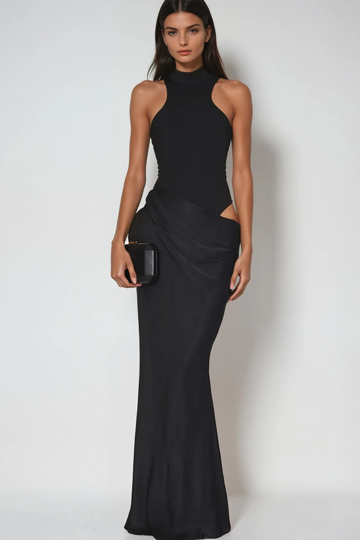 Vestido Maxi de Satén con Tirantes