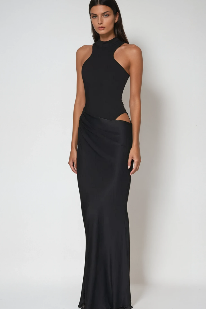 Vestido Maxi de Satén con Tirantes