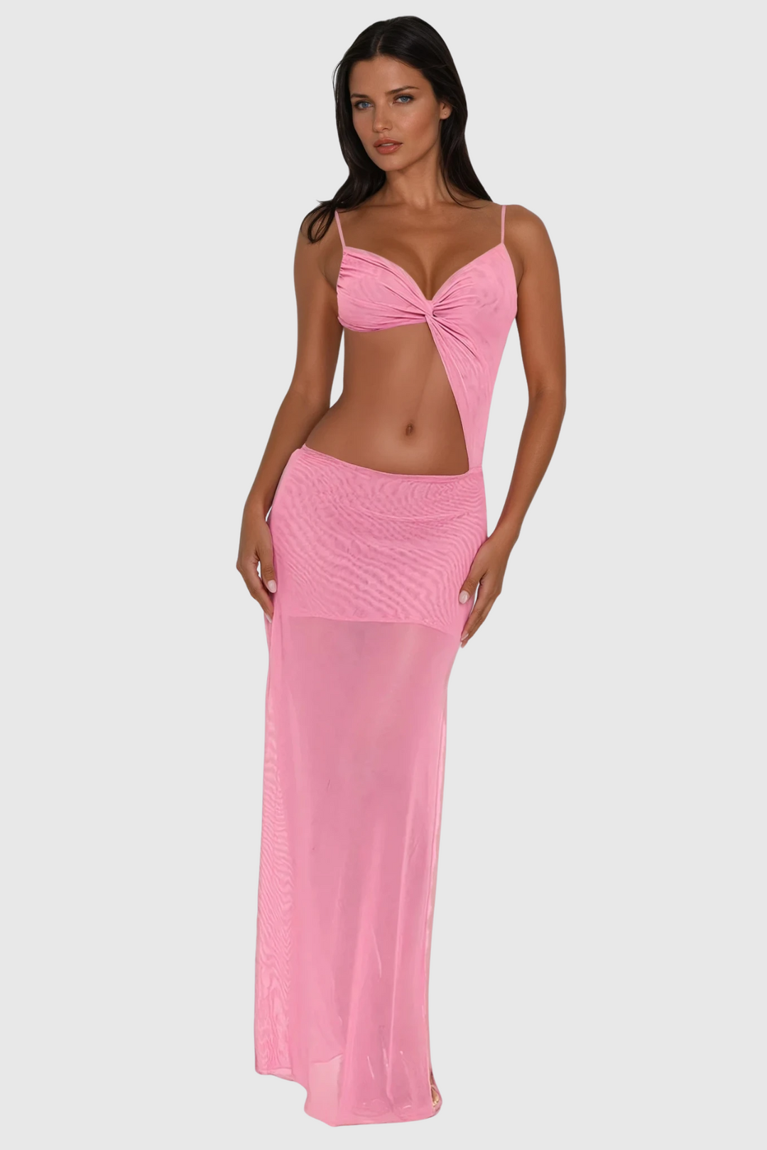 Vestido Largo con Aberturas Asimétrico y Espalda Descubierta