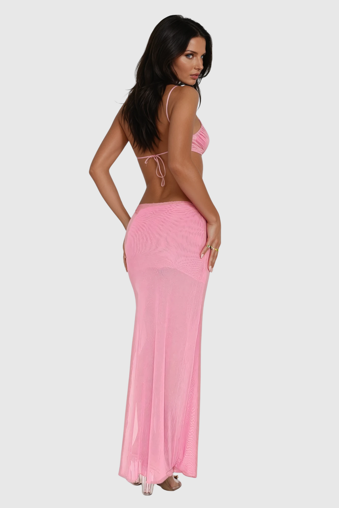 Vestido Largo con Aberturas Asimétrico y Espalda Descubierta