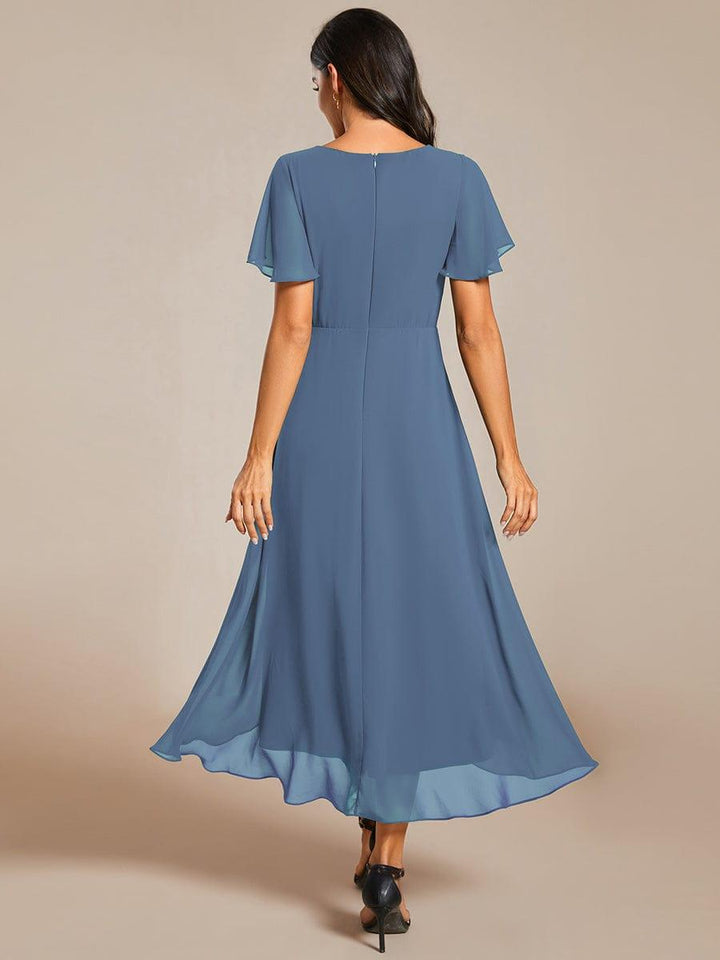 Regina – Vestido midi de gasa con mangas vaporosas