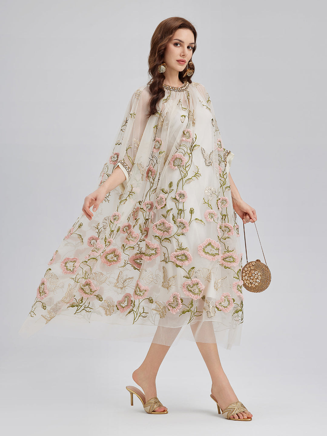 Aurelia – Vestido plisado con lentejuelas florales