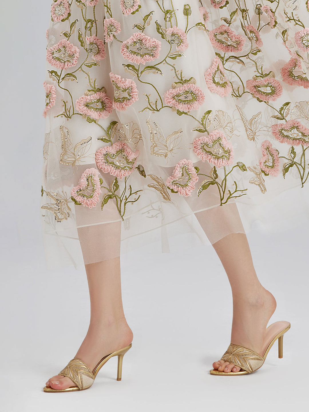Aurelia – Vestido plisado con lentejuelas florales