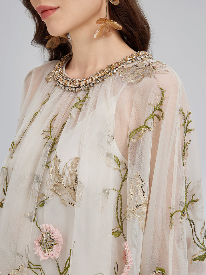Aurelia – Vestido plisado con lentejuelas florales