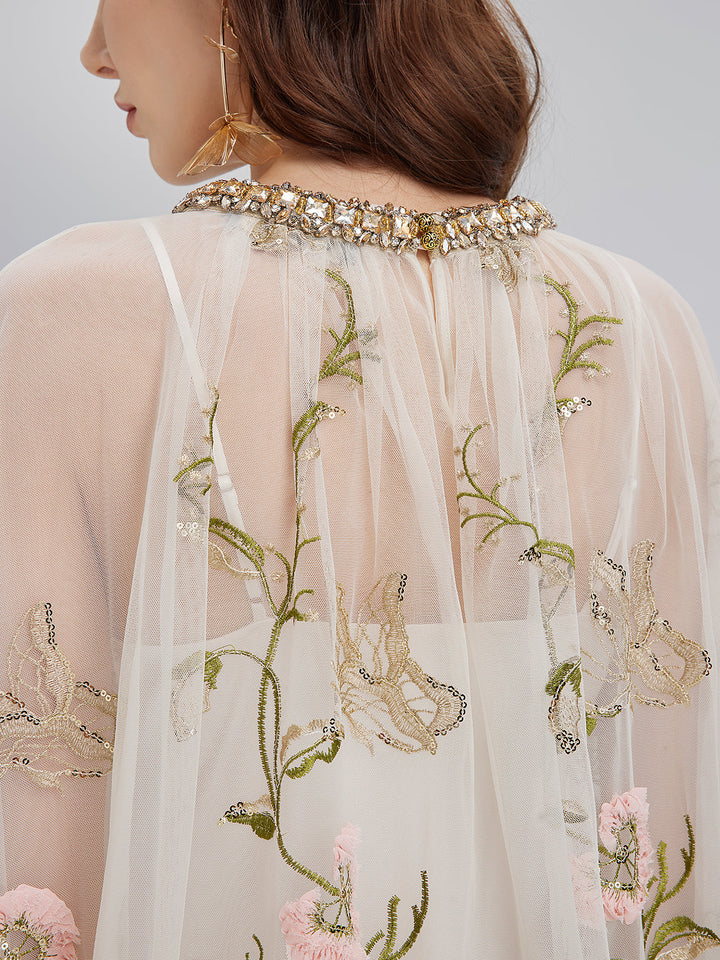 Aurelia – Vestido plisado con lentejuelas florales