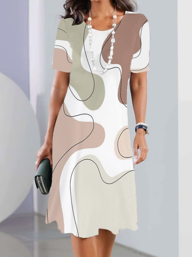 Adele – Vestido midi con estampado y cuello redondo