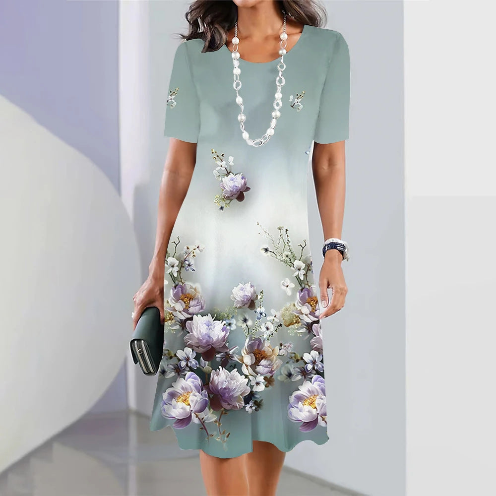 Adele – Vestido midi con estampado y cuello redondo