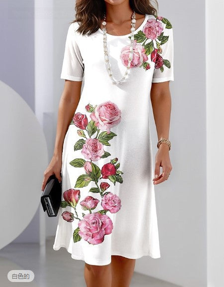 Adele – Vestido midi con estampado y cuello redondo