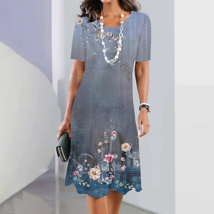 Adele – Vestido midi con estampado y cuello redondo