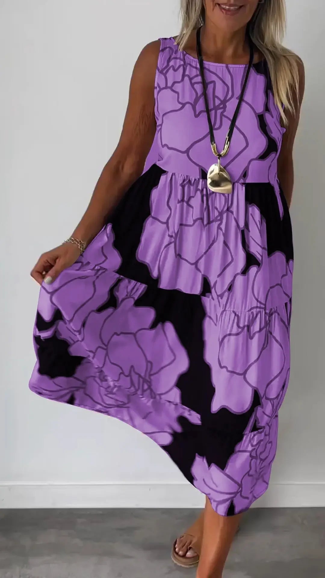 Vestido de verano holgado bohemio sin mangas