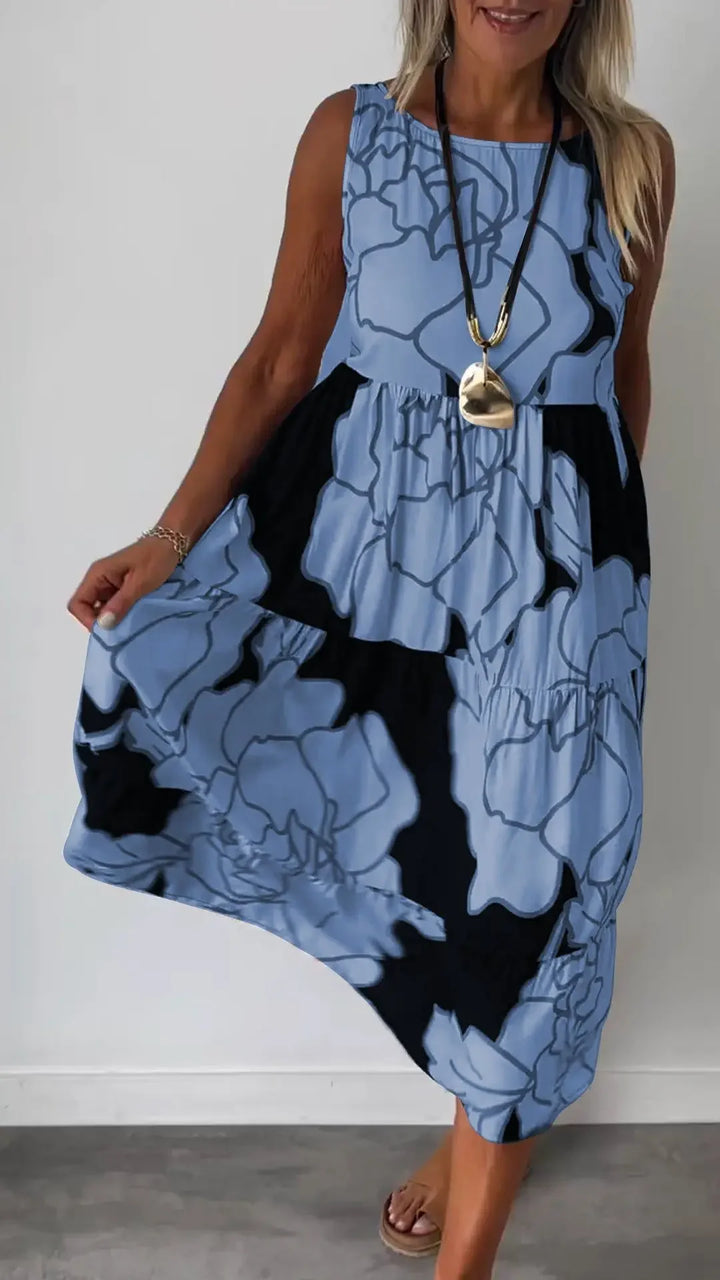 Vestido de verano holgado bohemio sin mangas