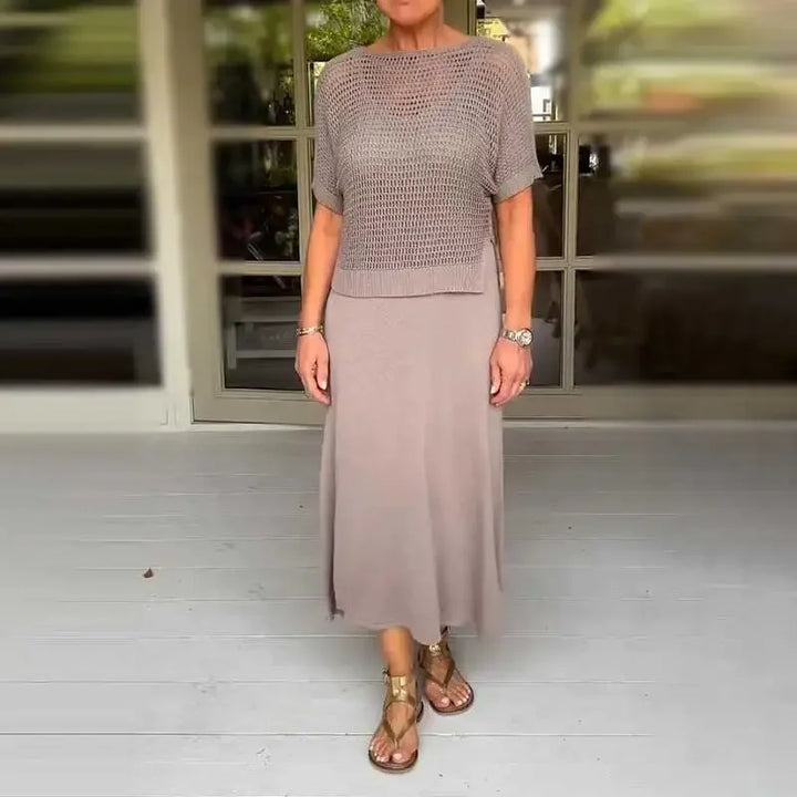 Maresia™ – Conjunto falda-chaleco y top de crochet