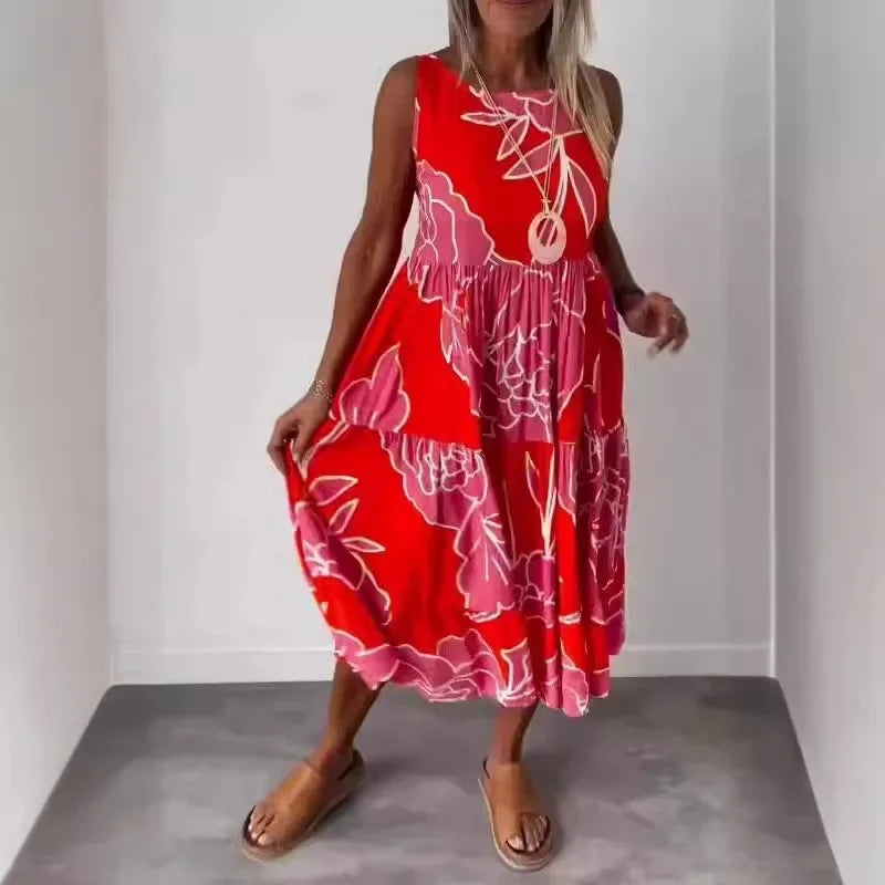 Vestido de verano holgado bohemio sin mangas