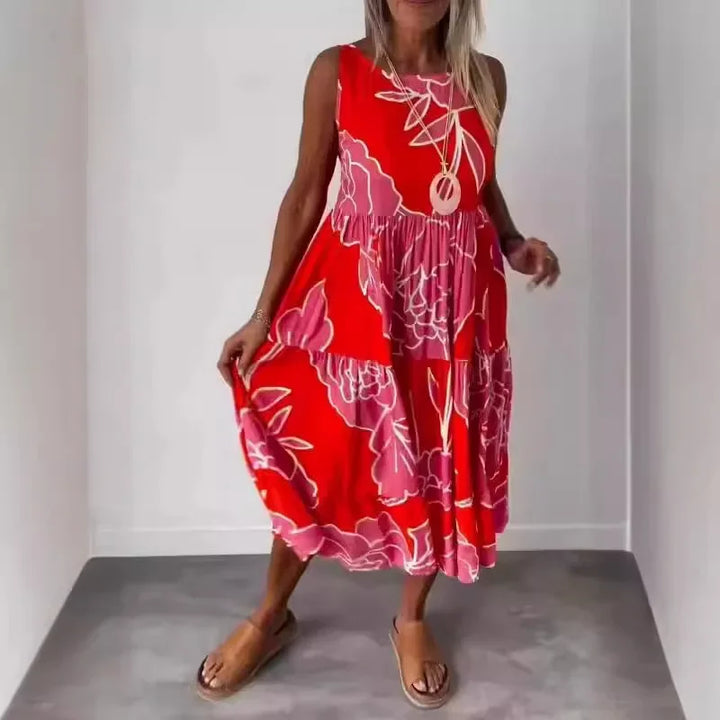Vestido de verano holgado bohemio sin mangas