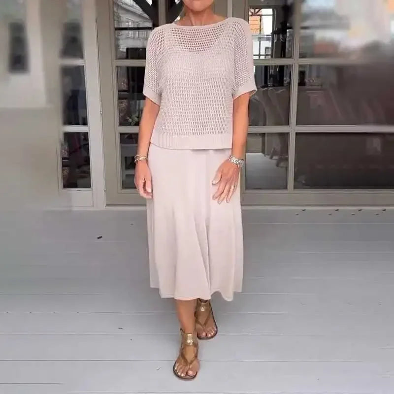 Maresia™ – Conjunto falda-chaleco y top de crochet