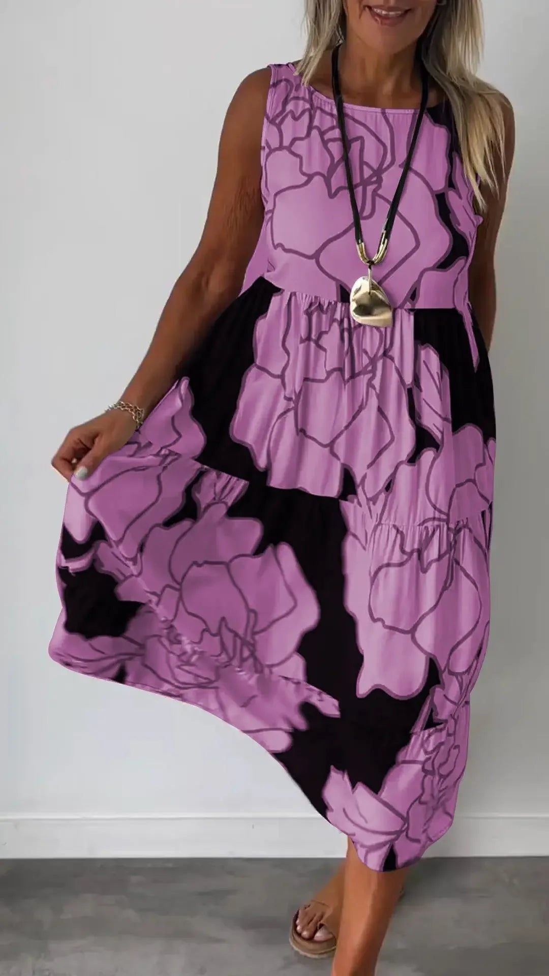 Vestido de verano holgado bohemio sin mangas