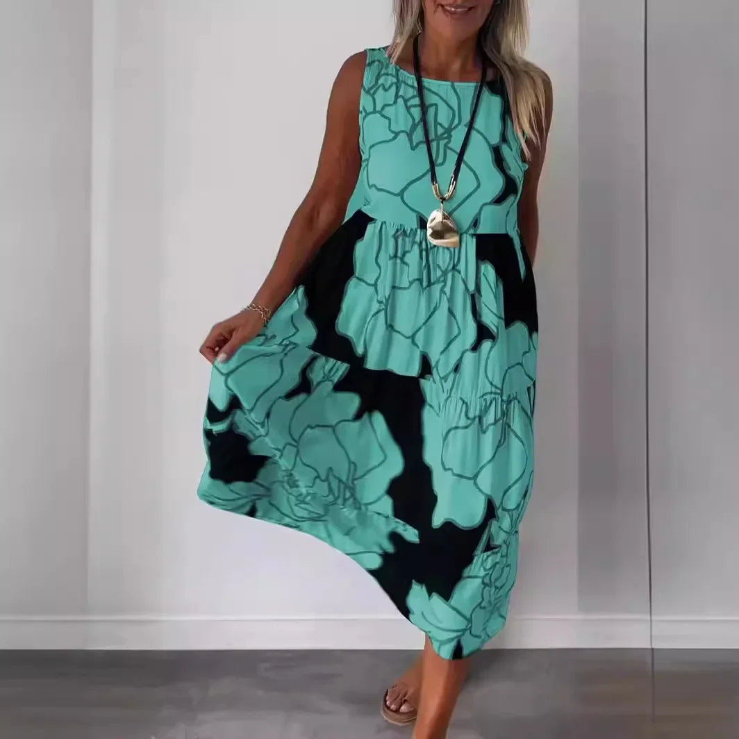 Vestido de verano holgado bohemio sin mangas