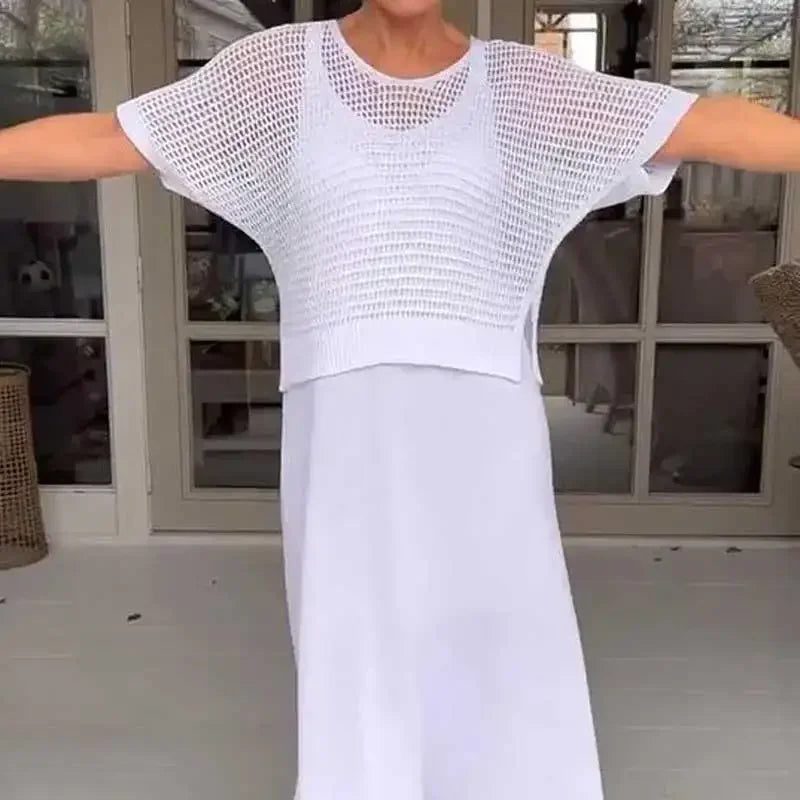 Maresia™ – Conjunto falda-chaleco y top de crochet