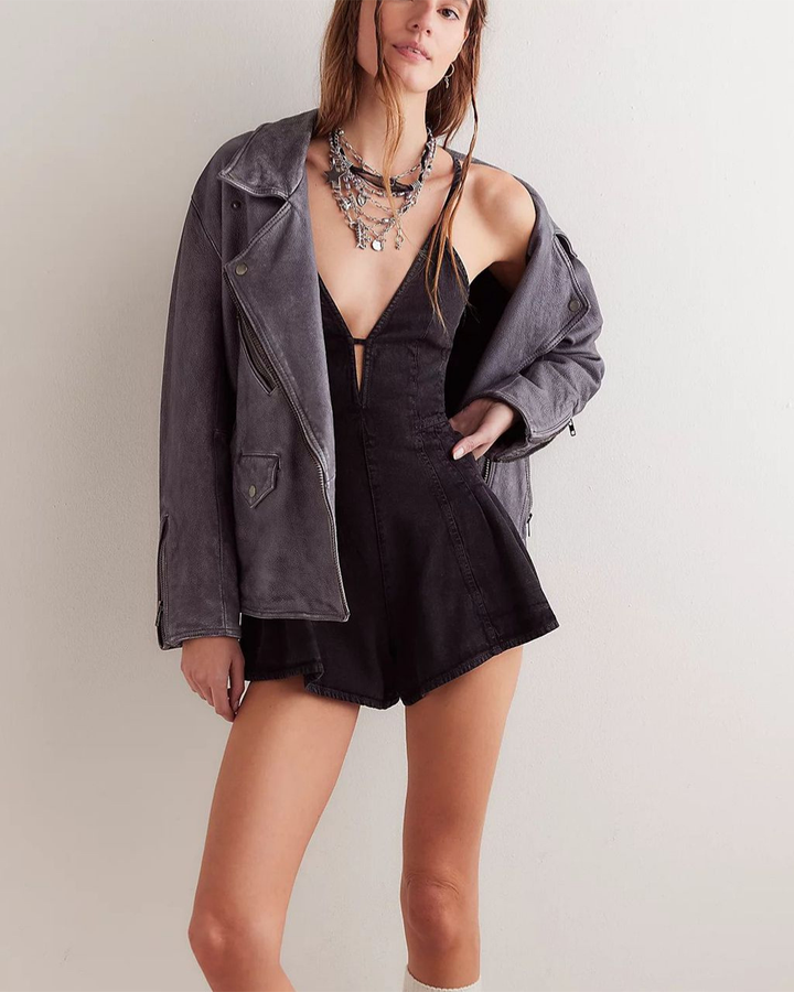 Juliana – Mono denim espalda cruzada