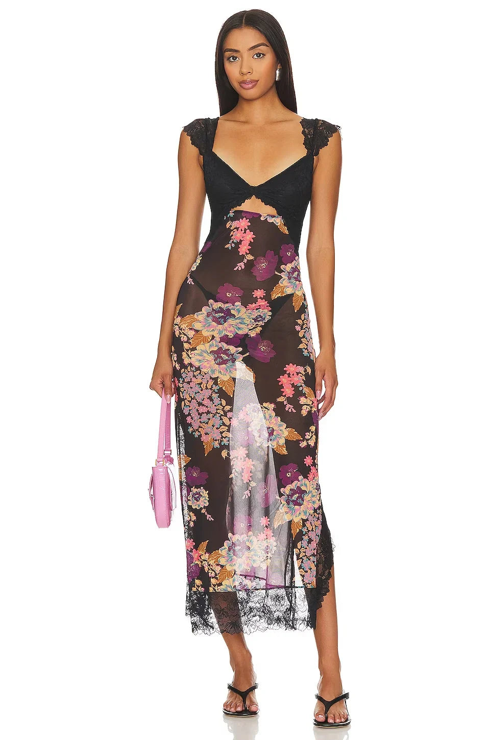 Isabel – Vestido lencero floral con encaje