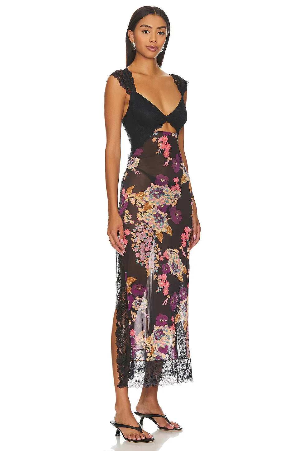 Isabel – Vestido lencero floral con encaje