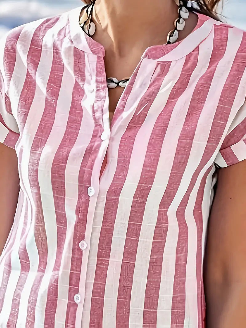 Marina – Vestido camisero a rayas con botones