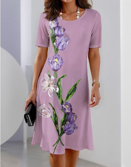Adele – Vestido midi con estampado y cuello redondo